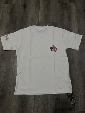 Chrome Hearts White Pocket Tee with Red & Navy Floral Cross